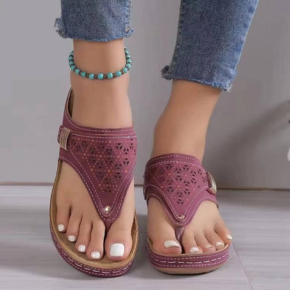 Women's Orthopedic Walking Sandals with Contoured Footbed in Plum