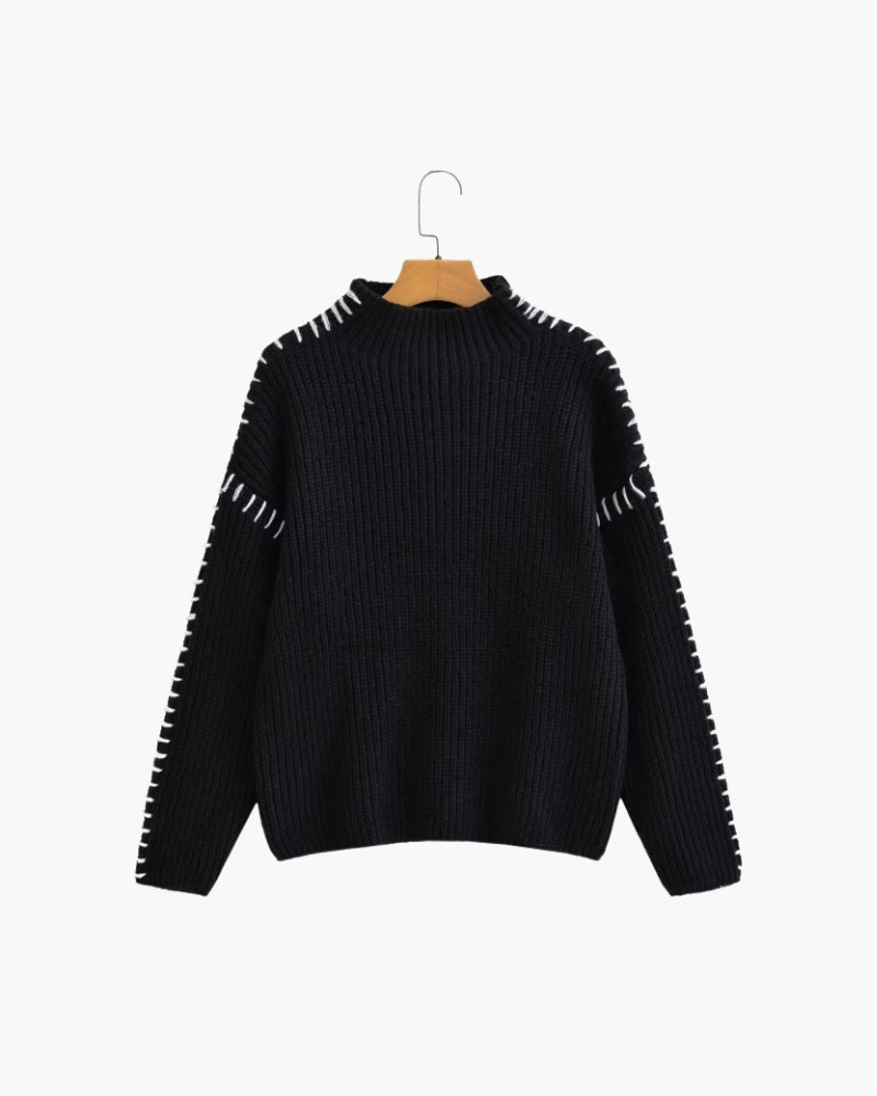 Women's Oversized Knit Jumper with Contrast Stitching - photo 1