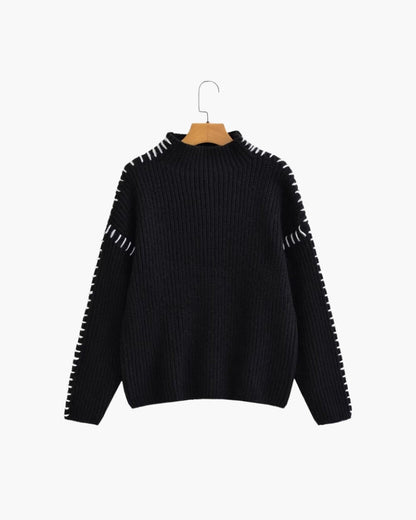 Women's Oversized Knit Jumper with Contrast Stitching - photo 1