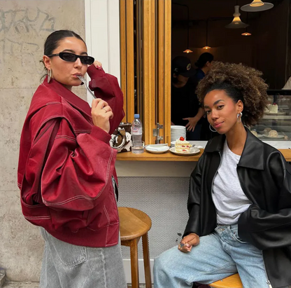 Women's Oversized Leather-Look Jacket