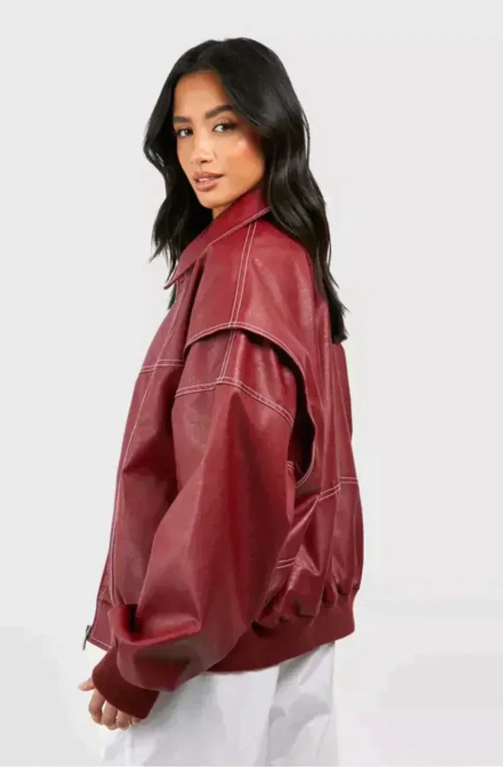 Women's Oversized Leather-Look Jacket