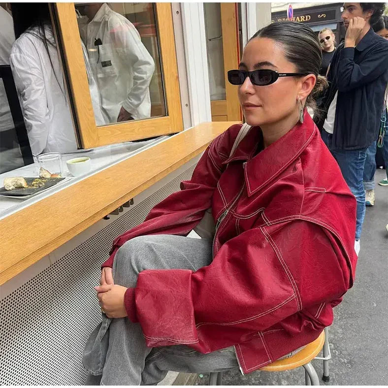Women's Oversized Leather-Look Jacket