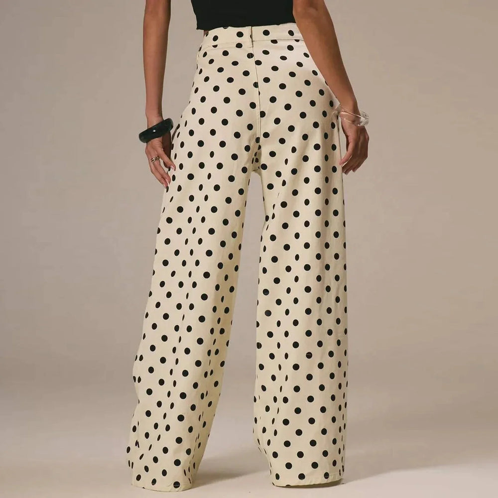 Women's Polka Dot Wide-Leg Jeans-18