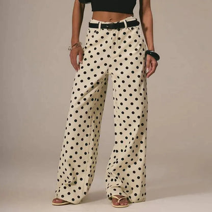 Women's Polka Dot Wide-Leg Jeans-15