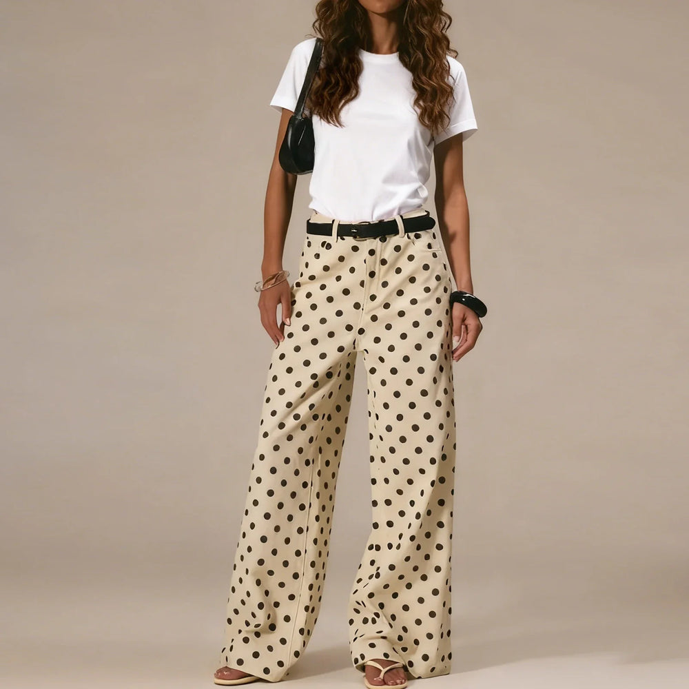 Women's Polka Dot Wide-Leg Jeans-20