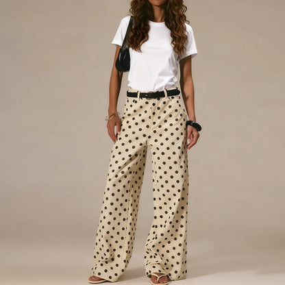 Women's Polka Dot Wide-Leg Jeans-20