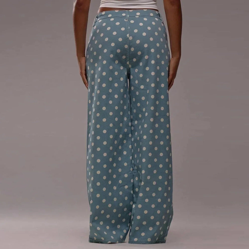 Women's Polka Dot Wide-Leg Jeans-17