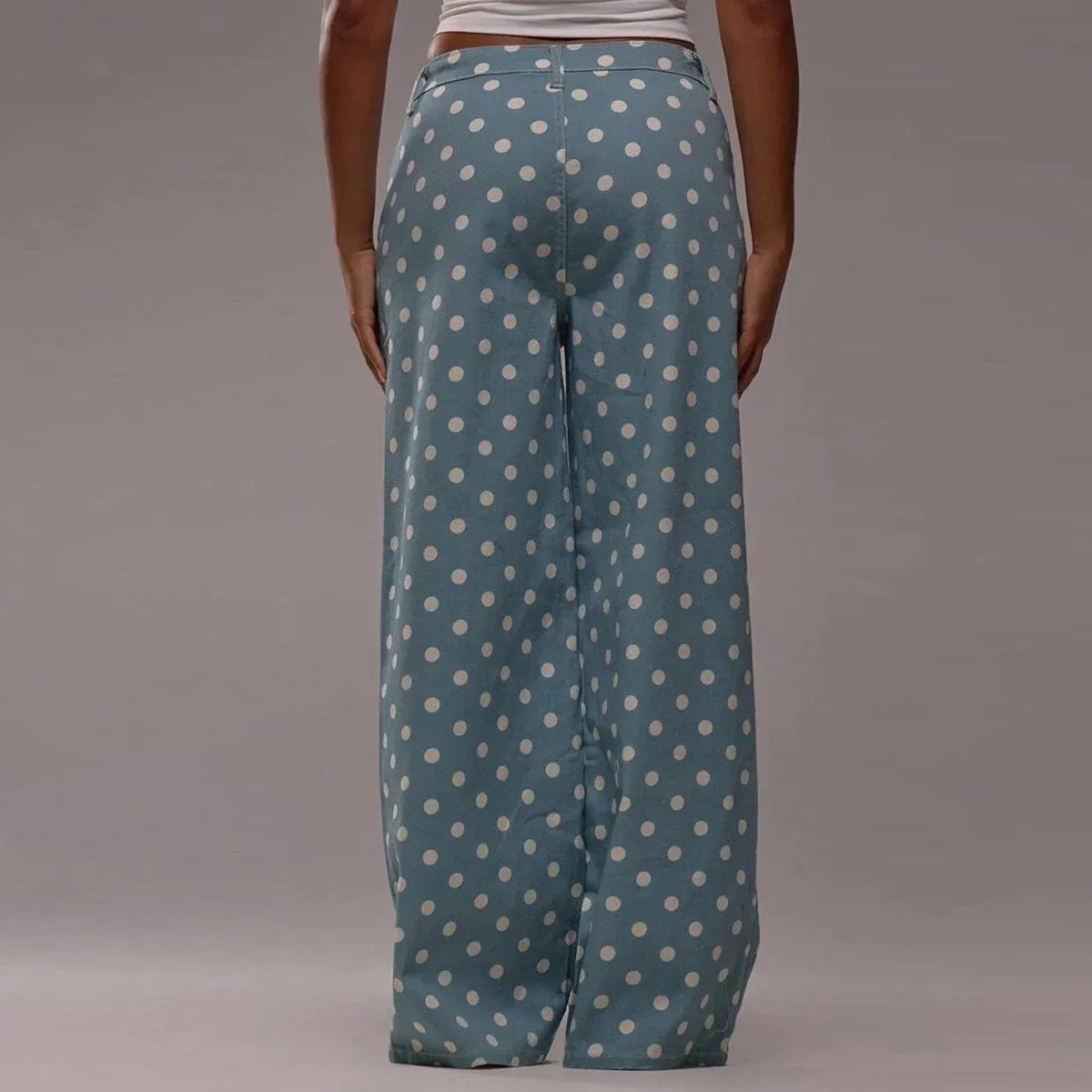 Women's Polka Dot Wide-Leg Jeans-17