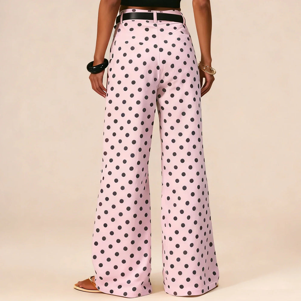 Women's Polka Dot Wide-Leg Jeans-19