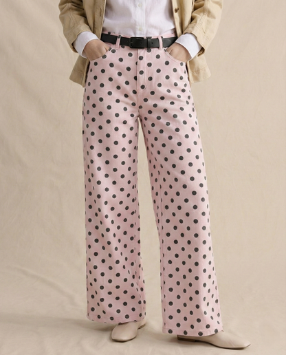 Women's Polka Dot Wide-Leg Jeans-2