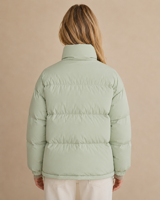 Women's Quilted Puffer Jacket With Stand Collar-2