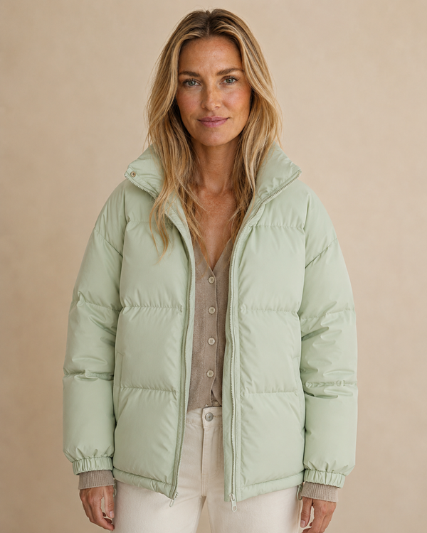 Women's Quilted Puffer Jacket With Stand Collar-1