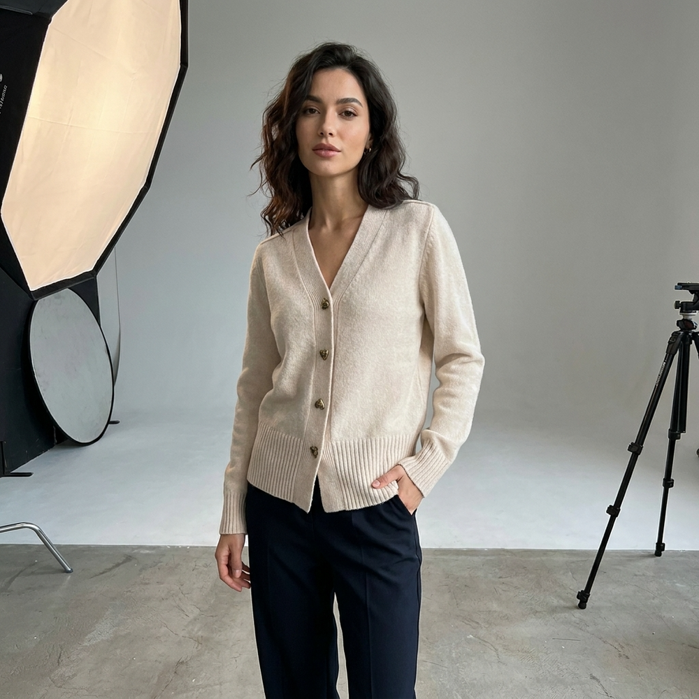 Women's Regular Fit Cardigan With V-Neck-11