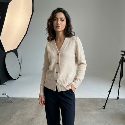 Women's Regular Fit Cardigan With V-Neck-11