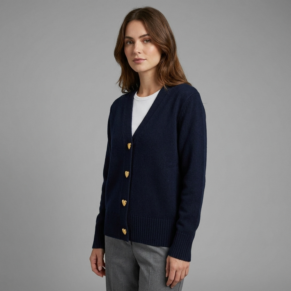 Women's Regular Fit Cardigan With V-Neck-2