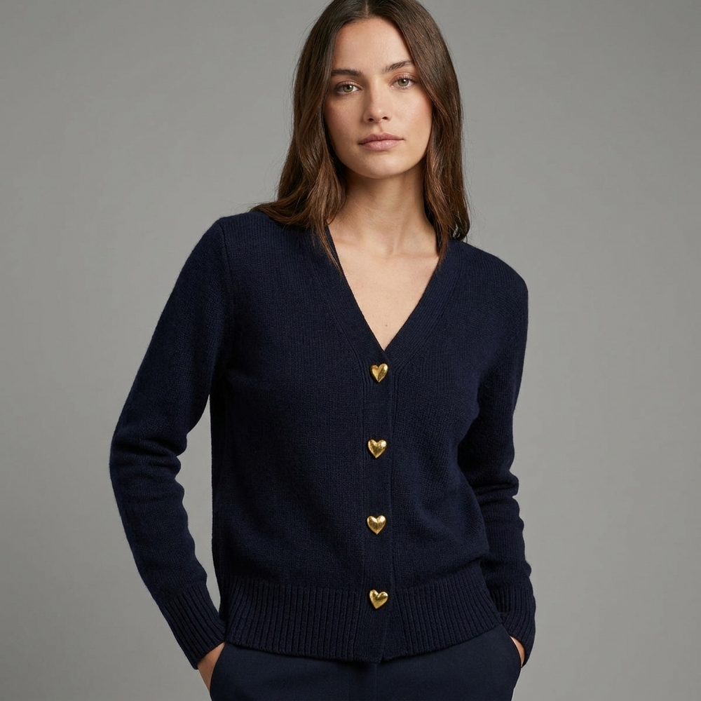 Women's Regular Fit Cardigan With V-Neck-1