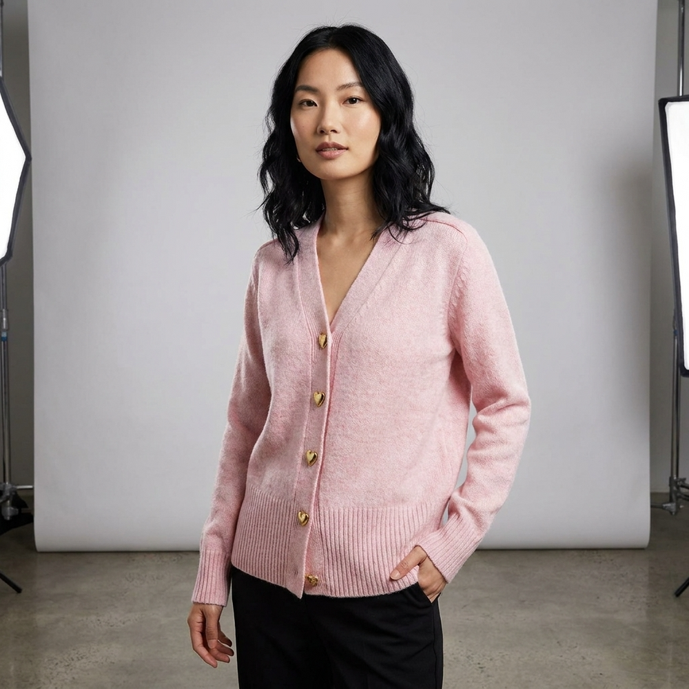 Women's Regular Fit Cardigan With V-Neck-4