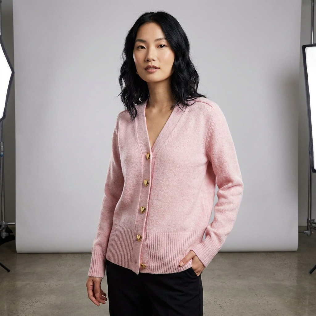 Women's Regular Fit Cardigan With V-Neck-4