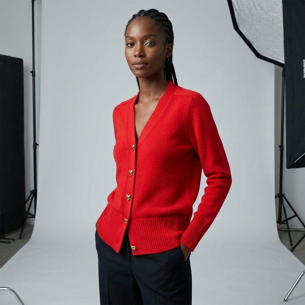 Women's Regular Fit Cardigan With V-Neck-10