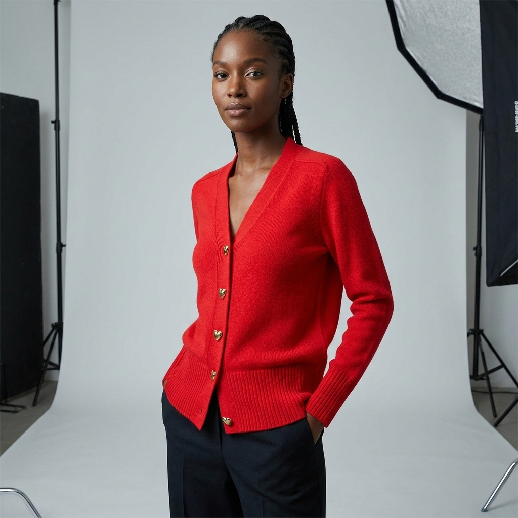 Women's Regular Fit Cardigan With V-Neck-10