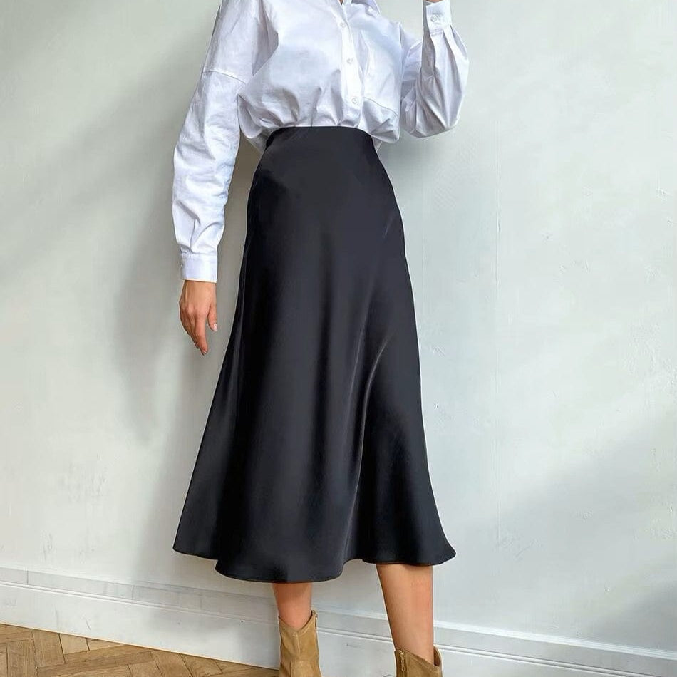Women's Ruched Crop Tank Top and Flared Midi Skirt Set-3