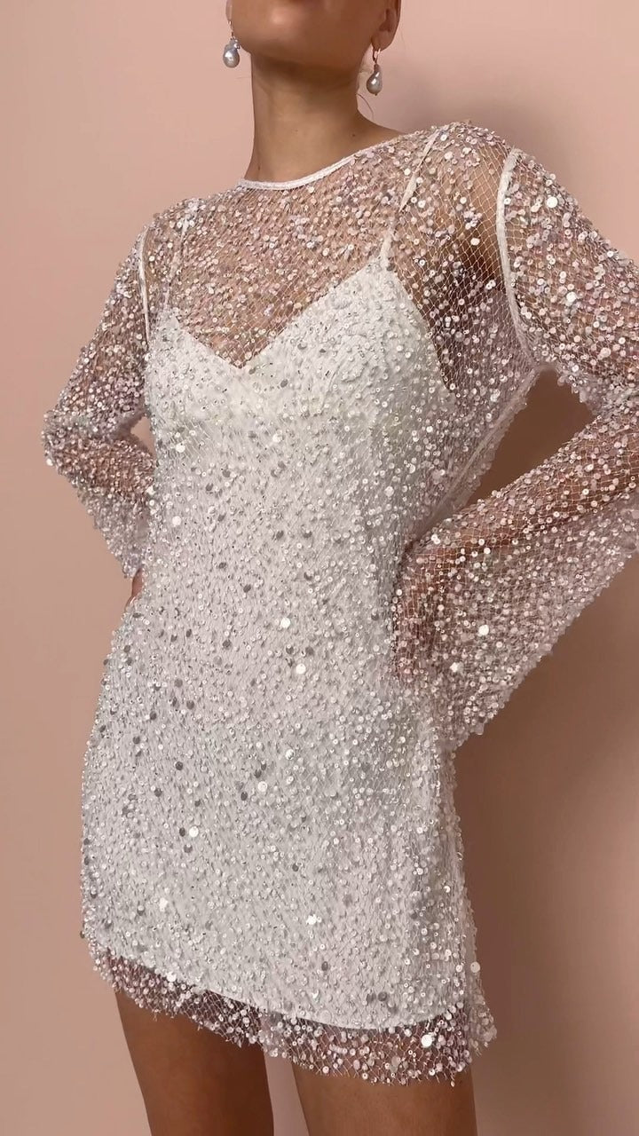Women's See-Through Two-Piece Cocktail Dress-2