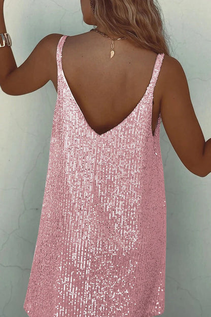 Women's Sequin Mini Dress with V-Back