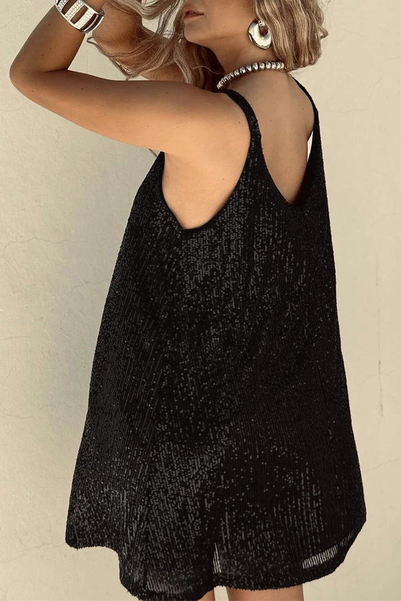 Women's Sequin Mini Dress with V-Back