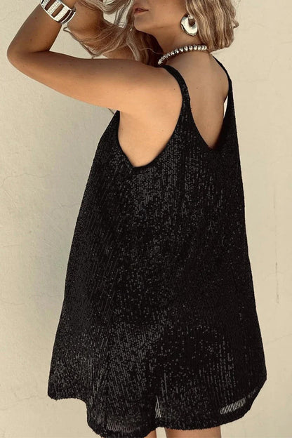 Women's Sequin Mini Dress with V-Back