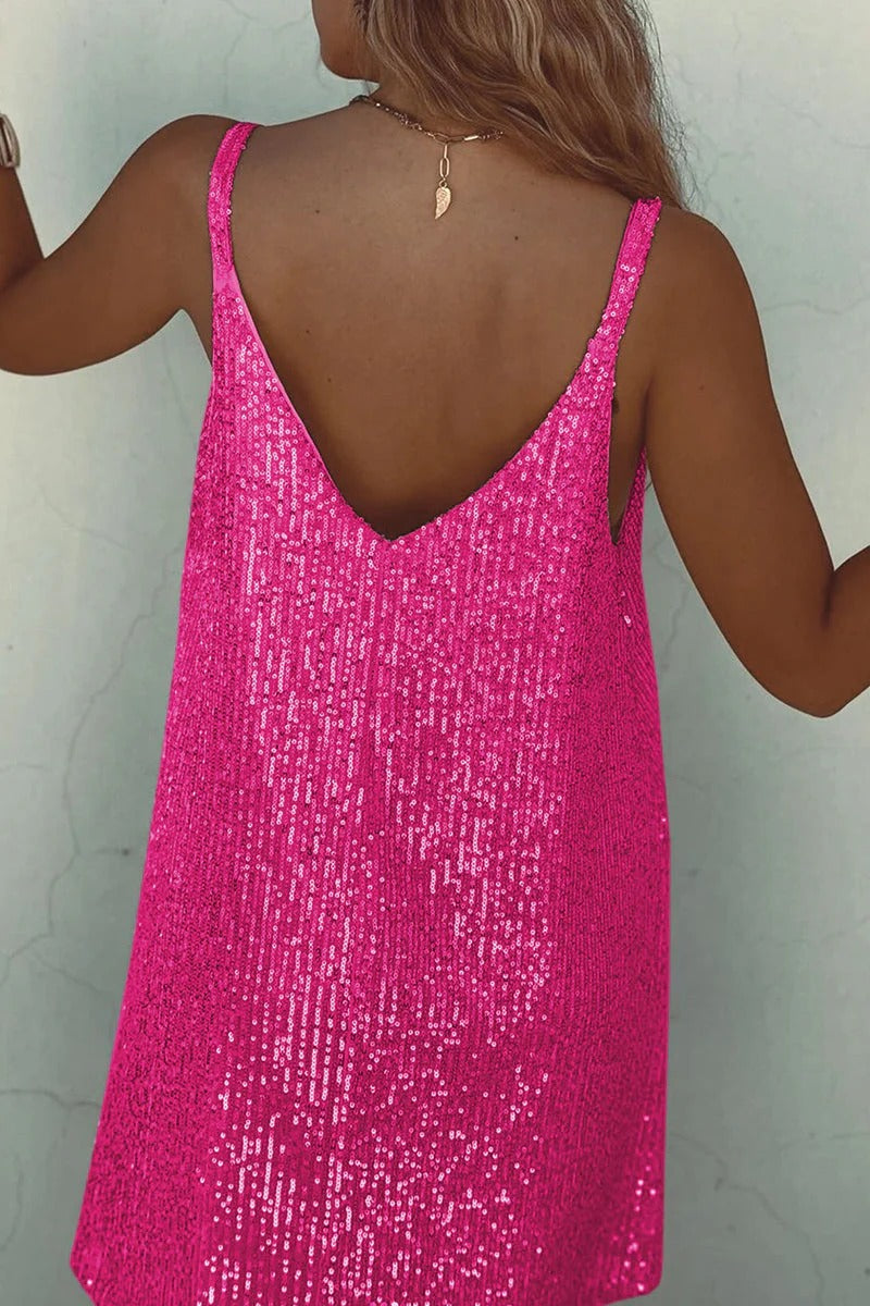 Women's Sequin Mini Dress with V-Back
