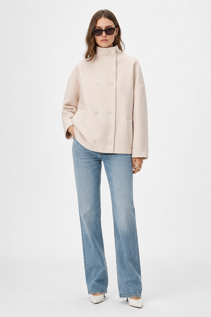 Women's Short Double-Breasted High-Neck Coat