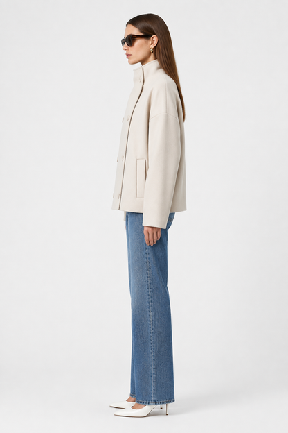 Women's Short Double-Breasted High-Neck Coat