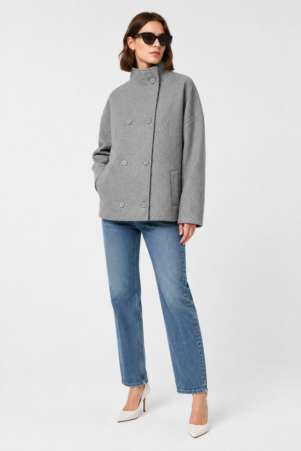 Women's Short Double-Breasted High-Neck Coat