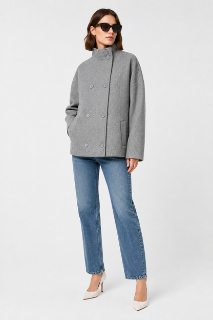 Women's Short Double-Breasted High-Neck Coat