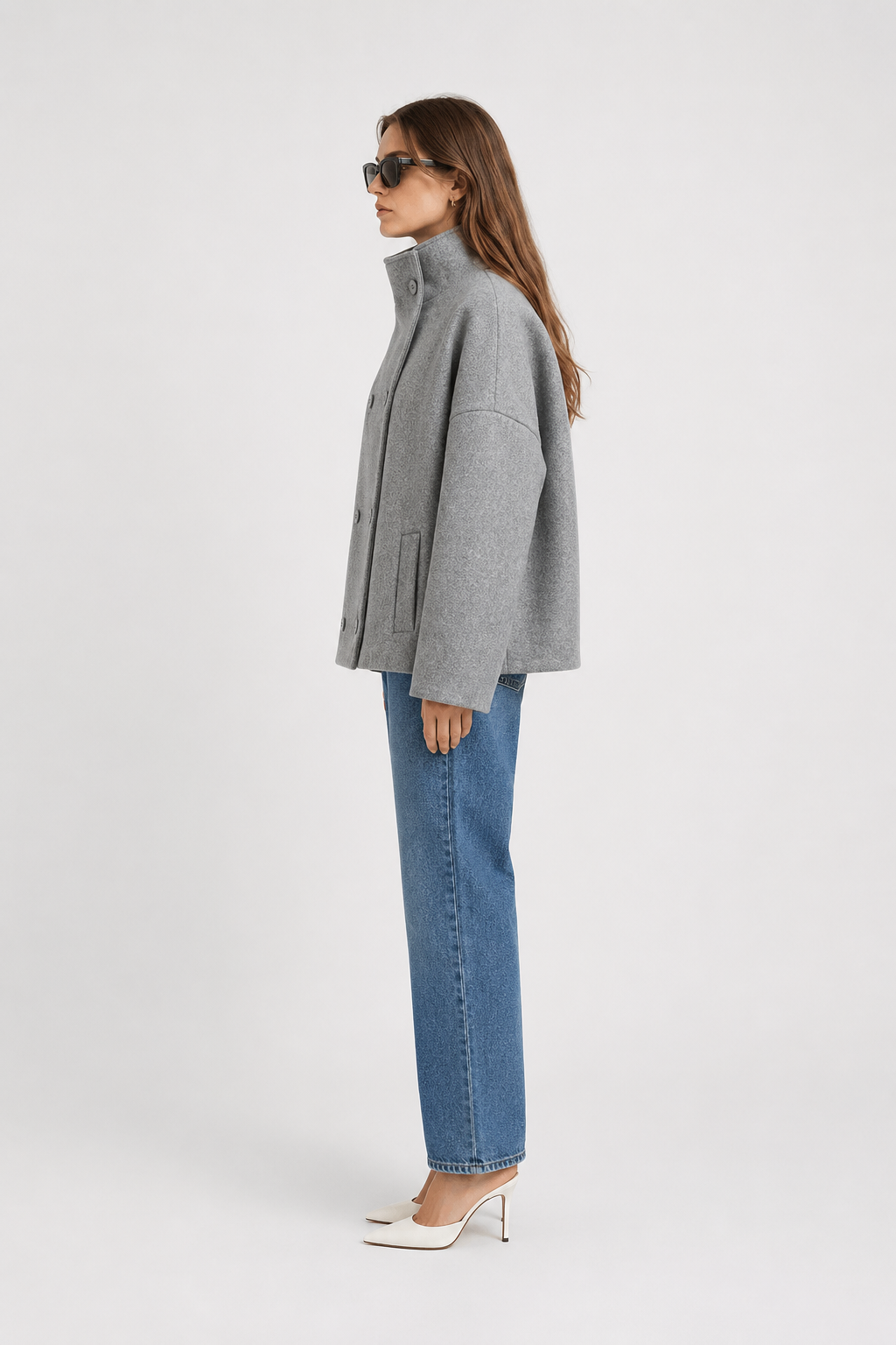 Women's Short Double-Breasted High-Neck Coat