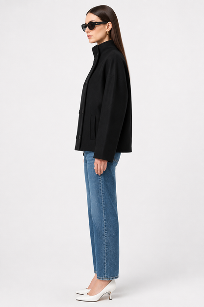 Women's Short Double-Breasted High-Neck Coat