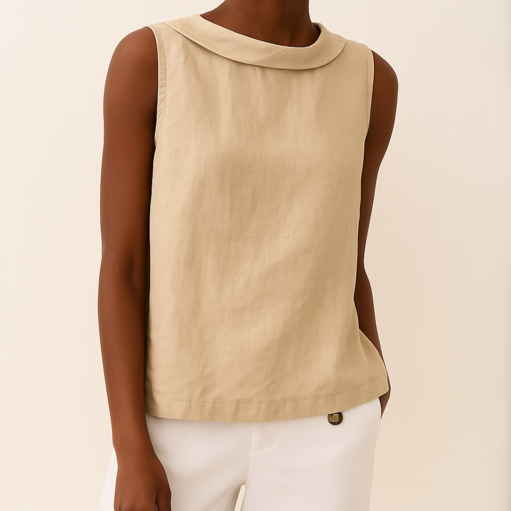 Women's Sleeveless Collared Tank Top-3
