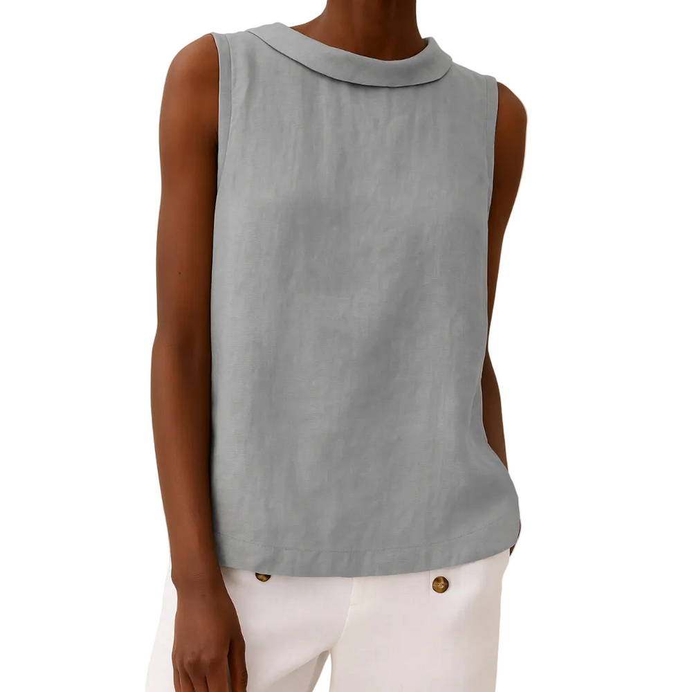 Women's Sleeveless Collared Tank Top-1