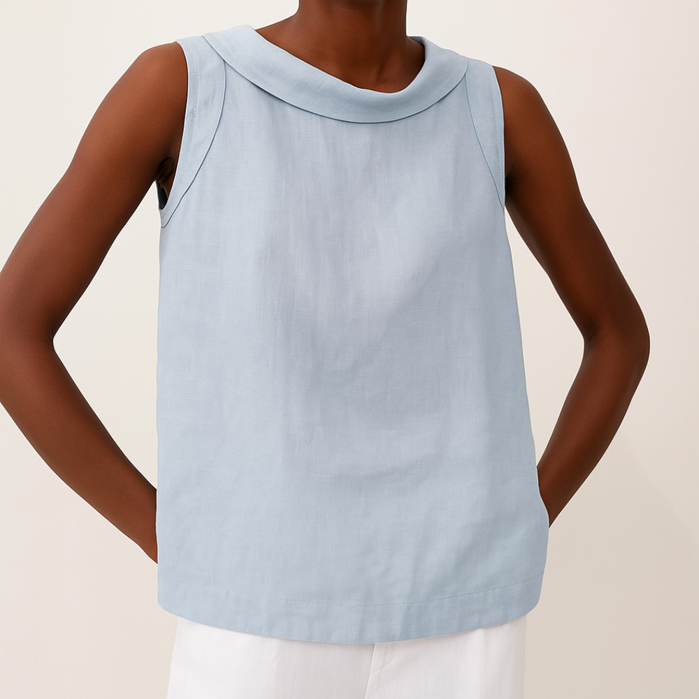 Women's Sleeveless Collared Tank Top-5