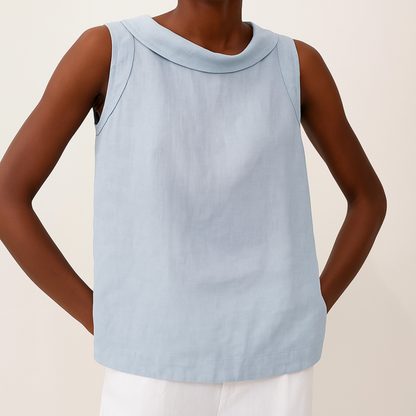 Women's Sleeveless Collared Tank Top-5