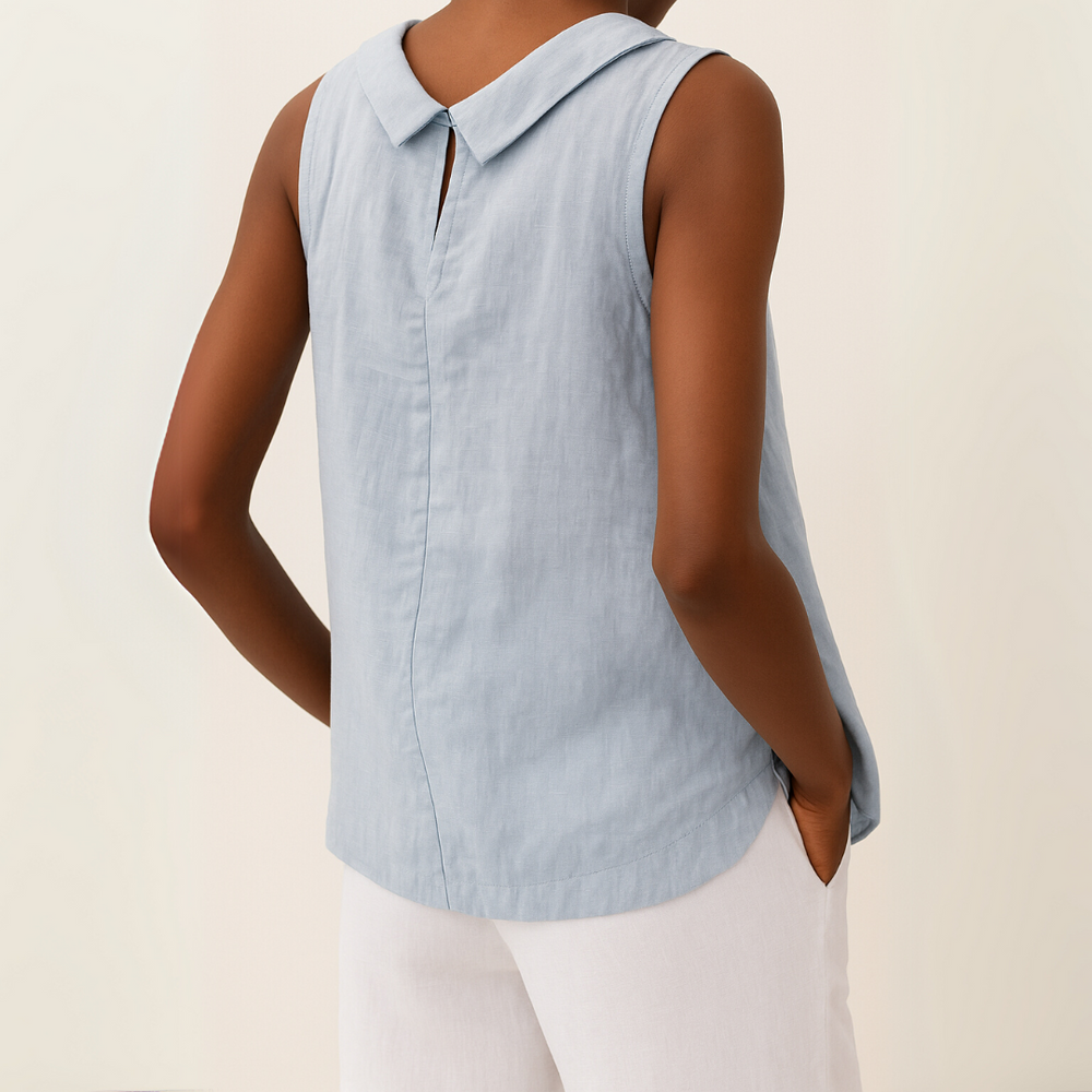 Women's Sleeveless Collared Tank Top-4