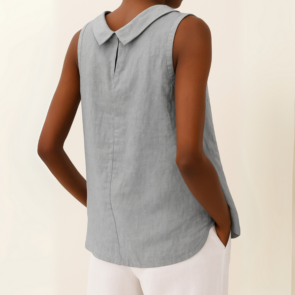 Women's Sleeveless Collared Tank Top-2