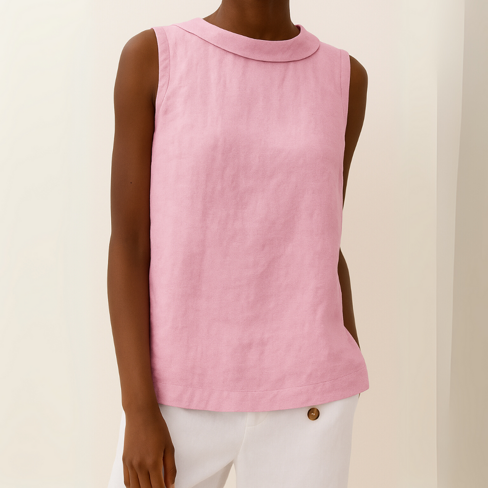 Women's Sleeveless Collared Tank Top-7