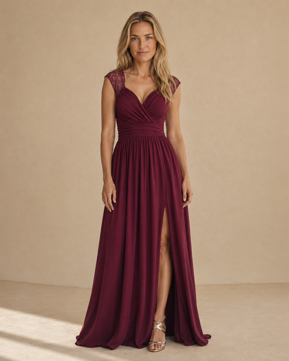 Women's Sleeveless Maxi Wedding guest Dress With Split-3