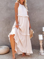 Women's Sleeveless Tiered Ruffle Maxi Dress-10