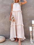 Women's Sleeveless Tiered Ruffle Maxi Dress-5