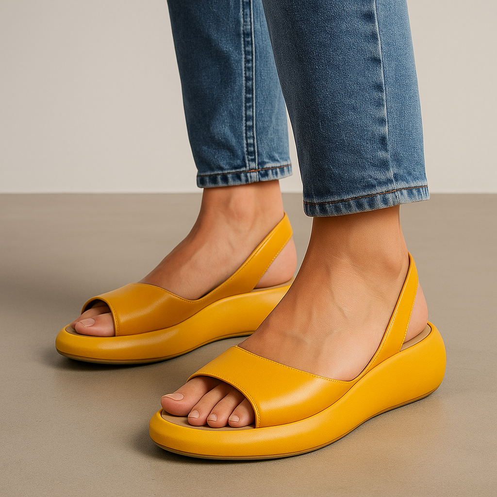 Women's Slingback Sandals with Open Toe in Yellow