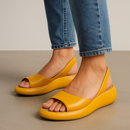 Women's Slingback Sandals with Open Toe in Yellow