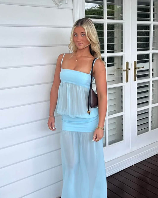 Women's Spaghetti Strap Empire Waist Maxi Dress-2
