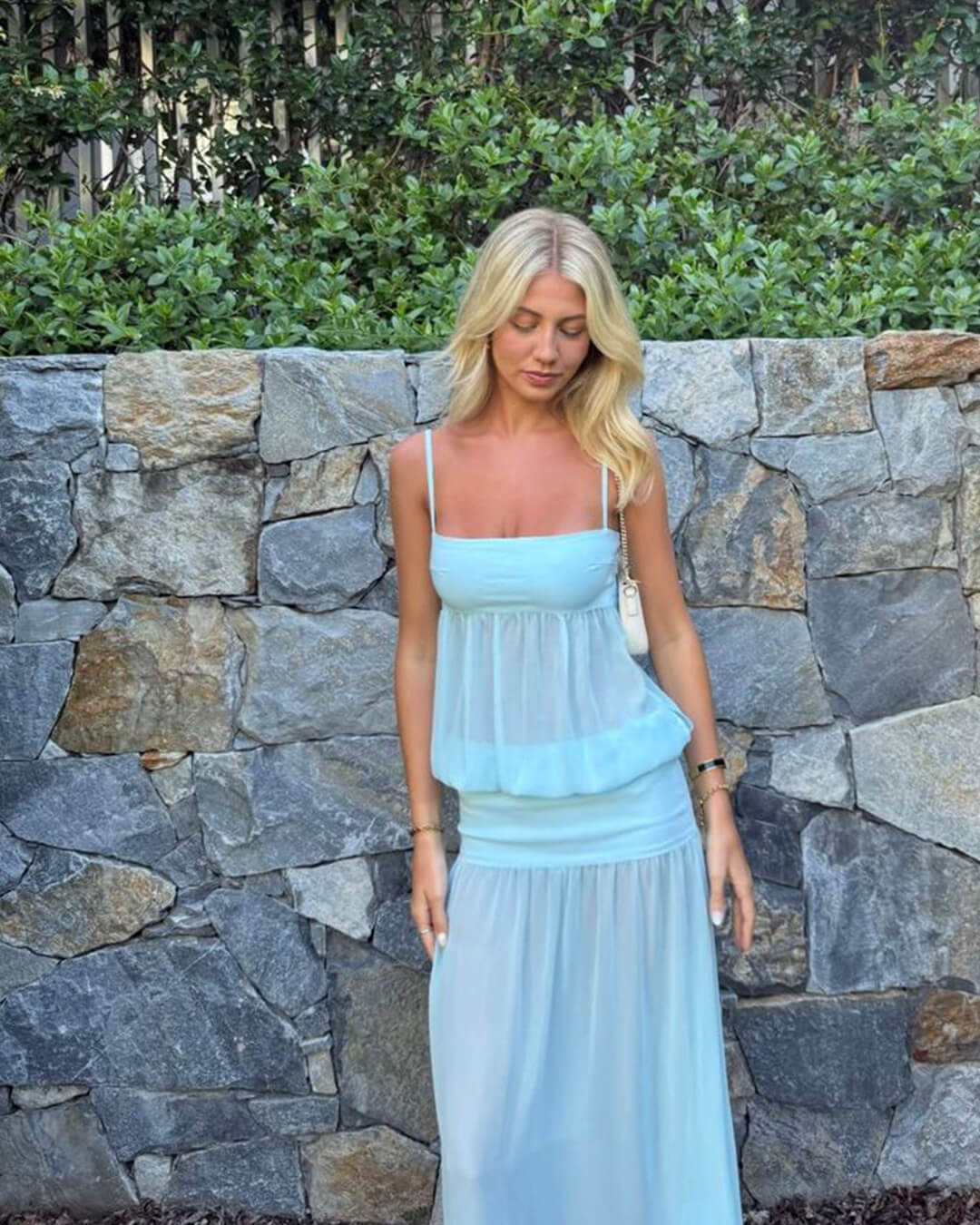 Women's Spaghetti Strap Empire Waist Maxi Dress-3